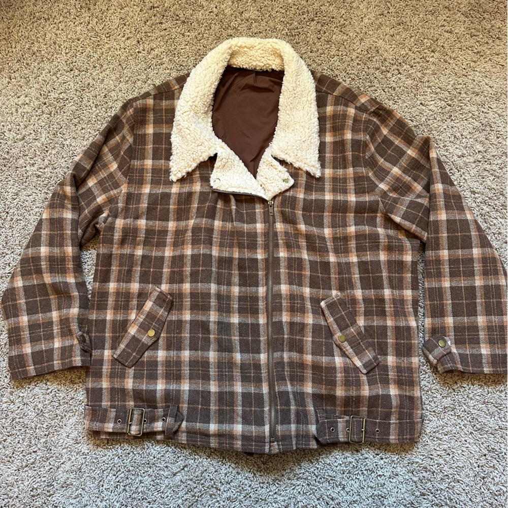 Jax and Henley plus Lyla plaid long sleeve coat